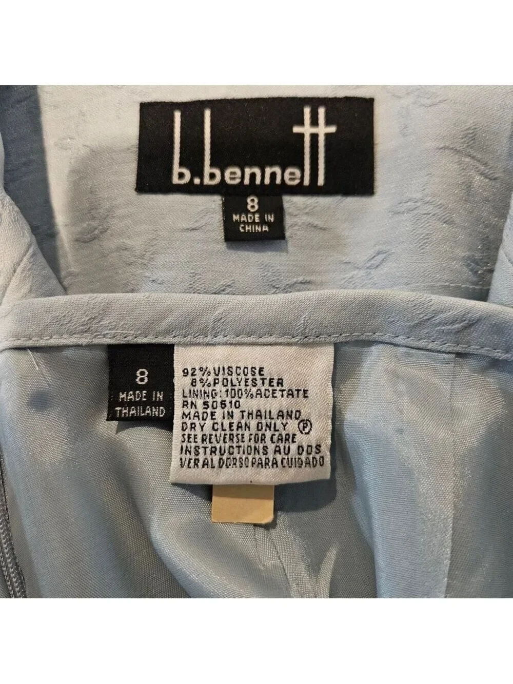 Women's b.bennett Vintage 90s Light Blue Skirt Suit Size 8
